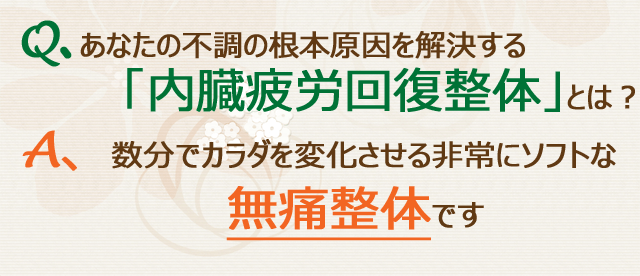 あなたの不調の根本原因を解決する「内臓疲労回復整体」とは？数分でカラダを変化させる非常にソフトな無痛整体です