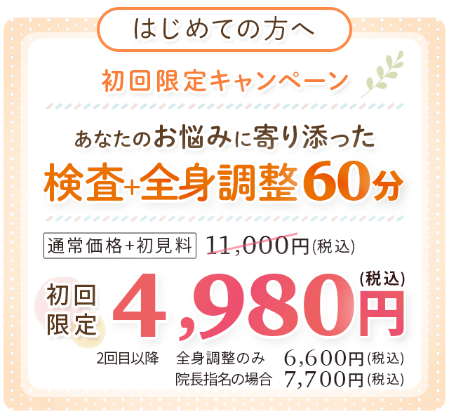 初回限定キャンペーン全身調整60分